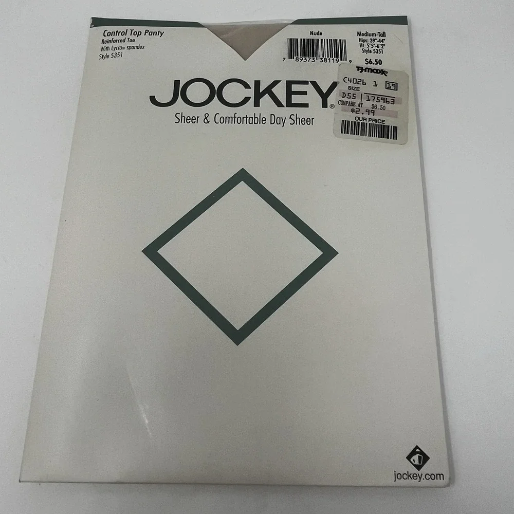 Vintage Jockey Women's Sheer & Comfortable Day Sheer Pantyhose Nude Med Tall USA